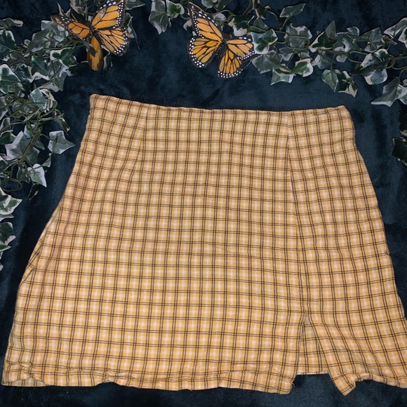 Yellow plaid mini skirt size small hand-made ! - Picture 3 of 3